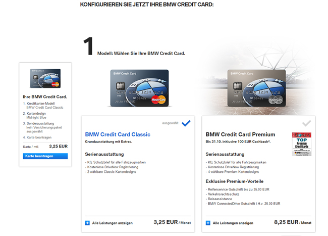 Die BMW Credit Card Classic mit NFC-Chip