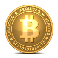 Bitcoin-Zeichnung auf weißem Hintergrund
