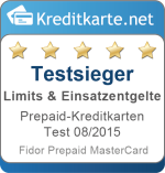 Sieger Kategorie Limits und Entgelte Prepaid-Kreditkarten Test 2015 GlobalFidor Prepaid MasterCard