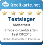 Sieger Kategorie Sicherheit Prepaid-Kreditkarten Test 2015 Global MasterCard Premium