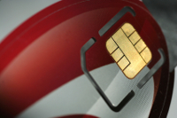 Frontalansicht auf Sicherheitschip der Kreditkarte