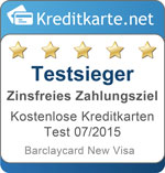 Testsieger in der Kategorie zinsfreies Zahlungsziel Barclaycard Visa