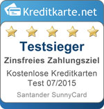 Testsieger in der Kategorie zinsfreies Zahlungsziel Santander SunnyCard