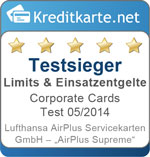 Sieger Limits und Einsatzentgelte im Corporate Cards Test 2014